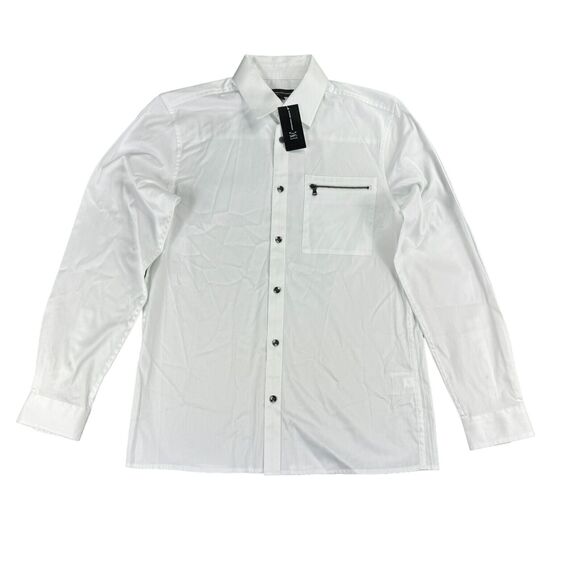 INC Mens Jared Regular Fit Sateen Button Down Shirt White S - Picture 1 of 4